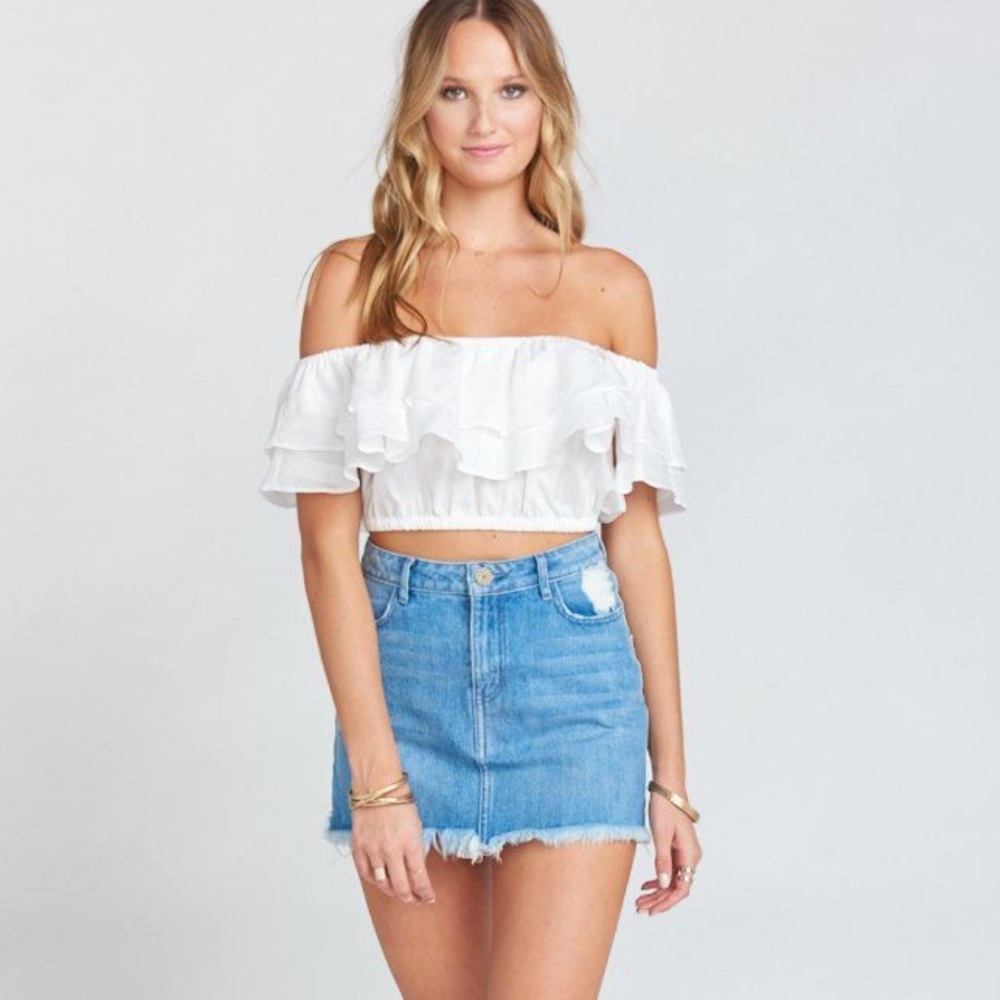Show Me Your MuMu Kaya white Ruffle Crop Top
